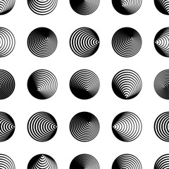 Black vector seamless pattern with circle design elements