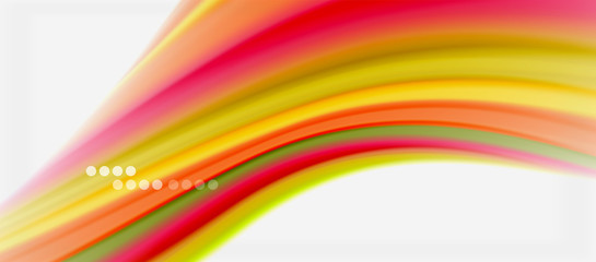 Wave lines abstract background, smooth silk design with rainbow style colors. Liquid fluid color waves. Vector Illustration