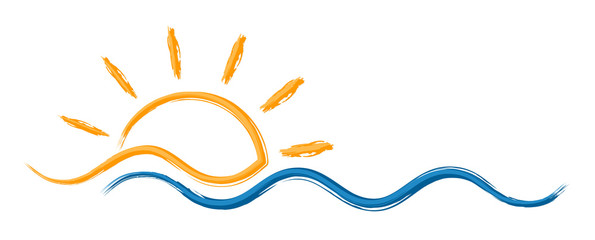 Fototapeta na wymiar Sun and Blue Wave Symbol. 