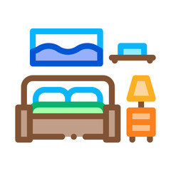 Bedroom Icon Vector. Outline Bedroom Sign. Isolated Contour Symbol Illustration