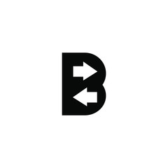 b abstract logo. logo design combination with right and left arrow direction icons. modern template. 