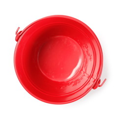 Utility metal bucket isolated on white background, top view © dule964