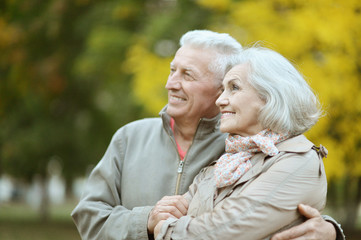Fototapeta premium Happy senior couple posing in the park