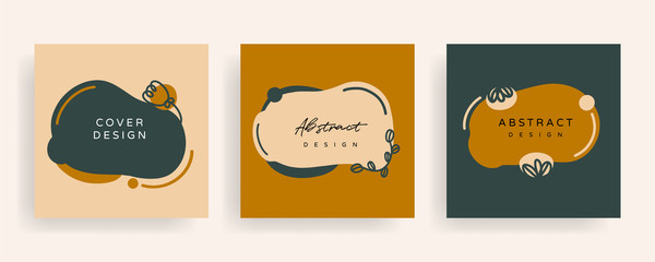 Social media Posts and Stories Template, textures and shapes for Organic design cover, Linocut Elements , invitation, party invite card template, creative minimal trendy style Vector illustration.	