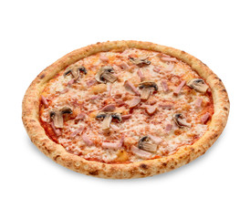 Popular pizza topping in American-style pizzerias on white background