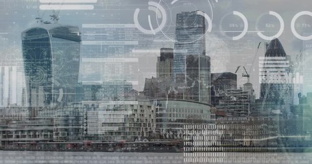 Futuristic Corporate business, Financial infographic over skyline City of London - Powered by Adobe