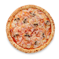 Popular pizza topping in American-style pizzerias on white background