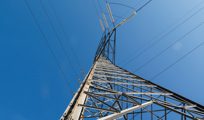 electric tower in the blue sky