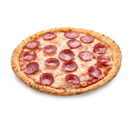 Popular pizza topping in American-style pizzerias on white background