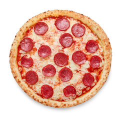 Popular pizza topping in American-style pizzerias on white background