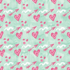 Romantic Valentine love hearts seamless pattern mint color