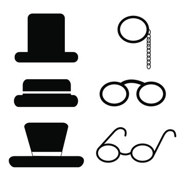 Gentlemen set icon of hats and glasses vector illustration.