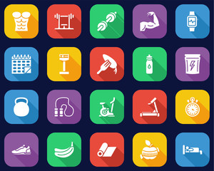 Fitness Icons Flat Design Set Big