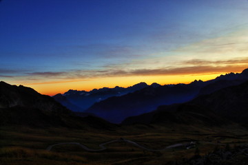 Naklejka na ściany i meble beautiful sunset view on the top of mountain