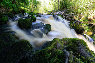 The waterfall Yankoski (White bridges) in REPUBLIC of KARELIA