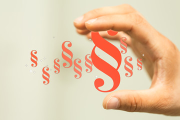 paragraph law sign digital in hand 3d