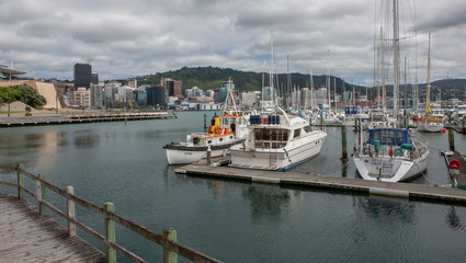 Fototapeta na wymiar Wellington New Zealand Harbour. Yachts
