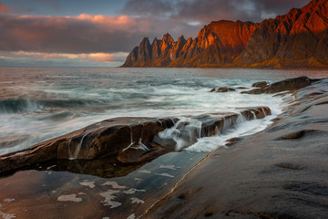 Autumn in Senja Island in Norway with beautiful light and colors.