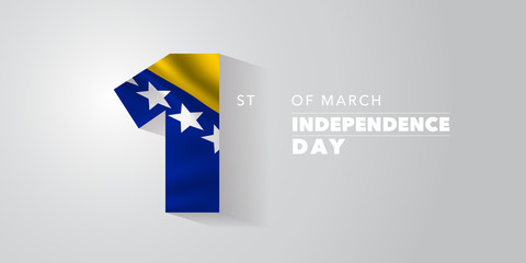 Bosnia and Herzegovina happy independence day vector banner, greeting card