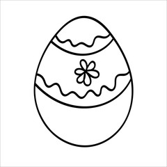 Easter egg  with a flowers. Vector illustration in Doodle style. Isolated object on a white background. Design element for children's books-paints, textiles, posters, school project.
