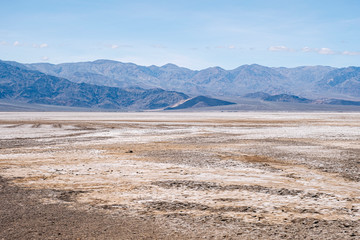 Panoramic view of a desert landscape of Death Valley in California USA a sunny day