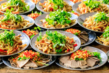 Delicious pork ears snack cold dish,the ingredients are chili and garlic with coriander.Chinese food.