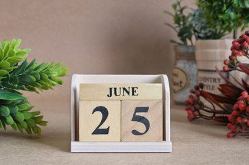 June 25, Vintage natural calendar.