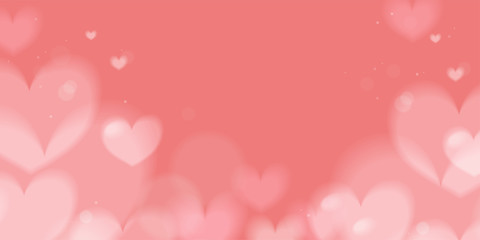 Romantic gentle blurred background banner with hearts, vector EPS10