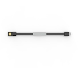 Blank wearable bracelet charging line USB data cable for promotional branding. 3d render illustration.