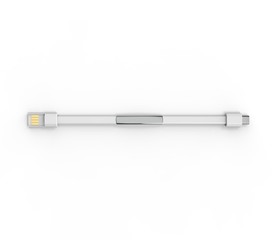 Blank wearable bracelet charging line USB data cable for promotional branding. 3d render illustration.