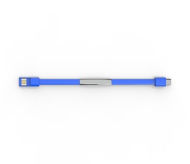 Blank wearable bracelet charging line USB data cable for promotional branding. 3d render illustration.