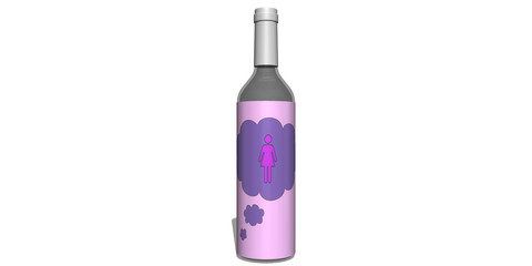 3D illustration bottle of wine isolated on white background