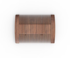 Blank Two Sided Hair And Beard Comb For branding. 3d render illustration.