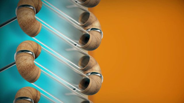 Concept art. The movement of a wooden ball in a glass structure.
