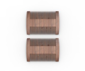 Blank Two Sided Hair And Beard Comb For branding. 3d render illustration.