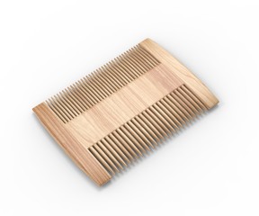 Blank Two Sided Hair And Beard Comb For branding. 3d render illustration.