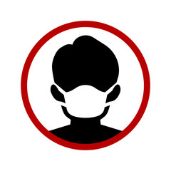 Man in mask virus protection icon