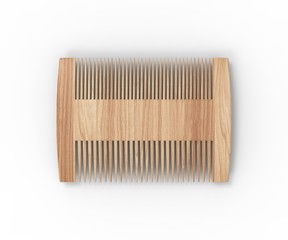 Blank Two Sided Hair And Beard Comb For branding. 3d render illustration.