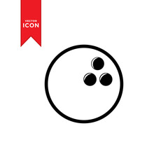 Bowling ball icon vector. Simple design on white background.