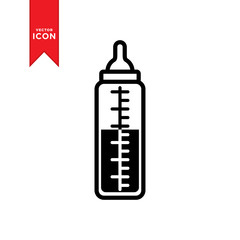 Baby milk bottle icon vector. Simple design on white background.