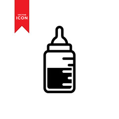 Baby milk bottle icon vector. Simple design on white background.
