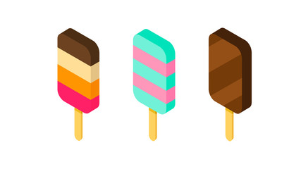 Ice cream isometric icon on white background Created For Mobile, Web, Decor, Print Products, Applications. Vector illustration