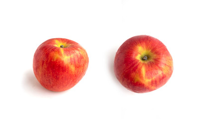 top view of red apple isolated on white background