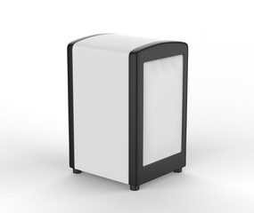 Blank napkin holder for promotional branding. 3d render illustration.