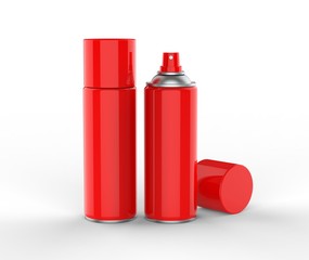 Blank spray tin can for branding. 3d render illustration.