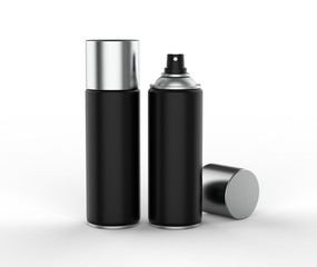 Blank spray tin can for branding. 3d render illustration.
