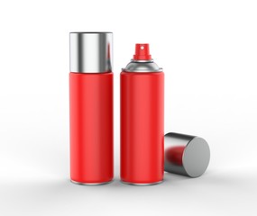 Blank spray tin can for branding. 3d render illustration.