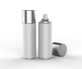 Blank spray tin can for branding. 3d render illustration.