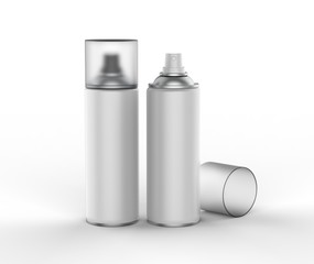 Blank spray tin can for branding. 3d render illustration.