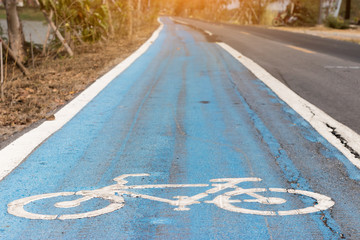 The blue colored roads in Thailand are symbolic as bicycles for traffic.